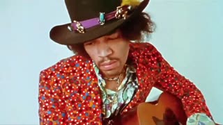 Jimi Hendrix jamming on acustic guitar