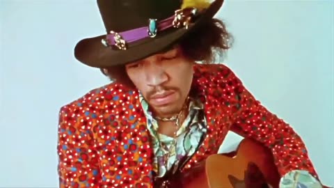 Jimi Hendrix jamming on acustic guitar