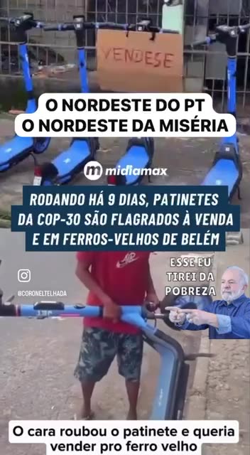 Patinetes da COP-30 foram roubados