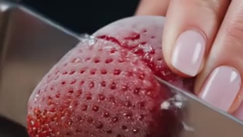 Satisfying ASMR Cutting Frozen Strawberries — Crisp, Cold, and Cinematic