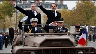 keir starmer and emmanuel macron anti hate speech parade