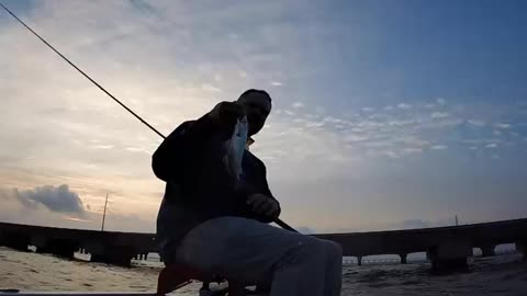 Pontchartrain train Bridge, Speckled trout, windy