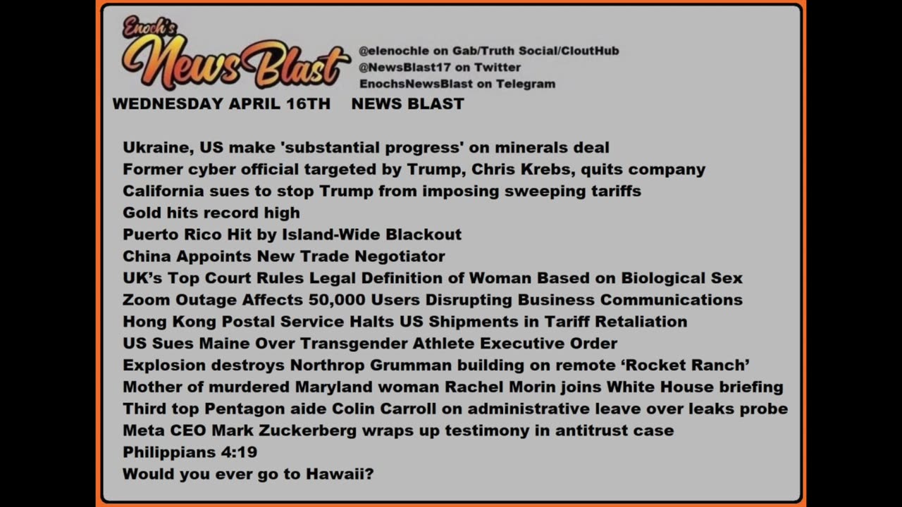 Wednesday April 16, 2025. News Blast