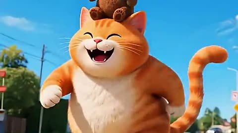 Orange cat vs. Mama Bear - The Battle for Baby Bear!