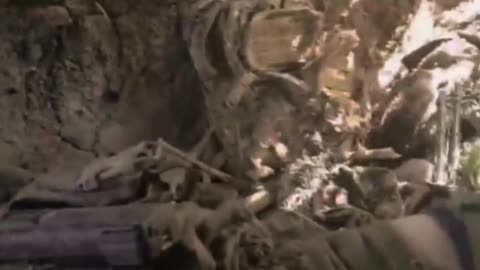 Russian stormtroopers in a Nazi lair, surrounded by dead crests