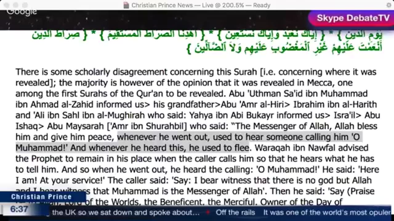 Christian prince And then muhammad he run