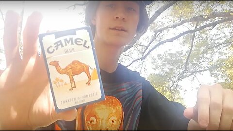 Smoking a Camel Blue Cigarette at a Park