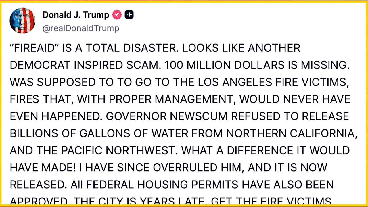 Donald Trump, “FIREAID is a Total Disaster Looks Like Another Democrat Inspired SCAM.”