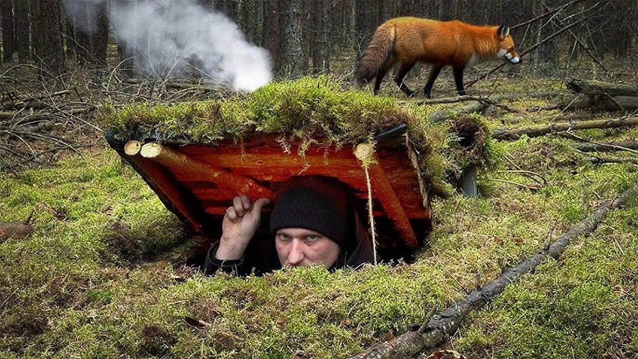 Secret Underground Survival Shelter with Periscope | Bushcraft Dugout Build