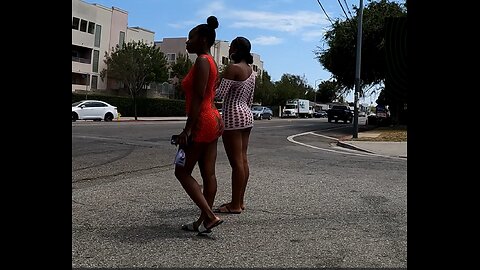 Relaxing public walk in South Los Angeles, California