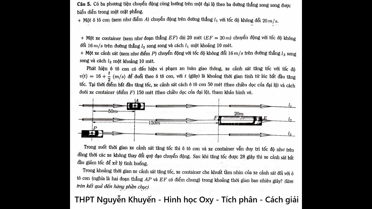 THPT Nguyễn Khuyến: Có ba phương tiện chuyển động cùng hướng trên một đại lộ theo ba
