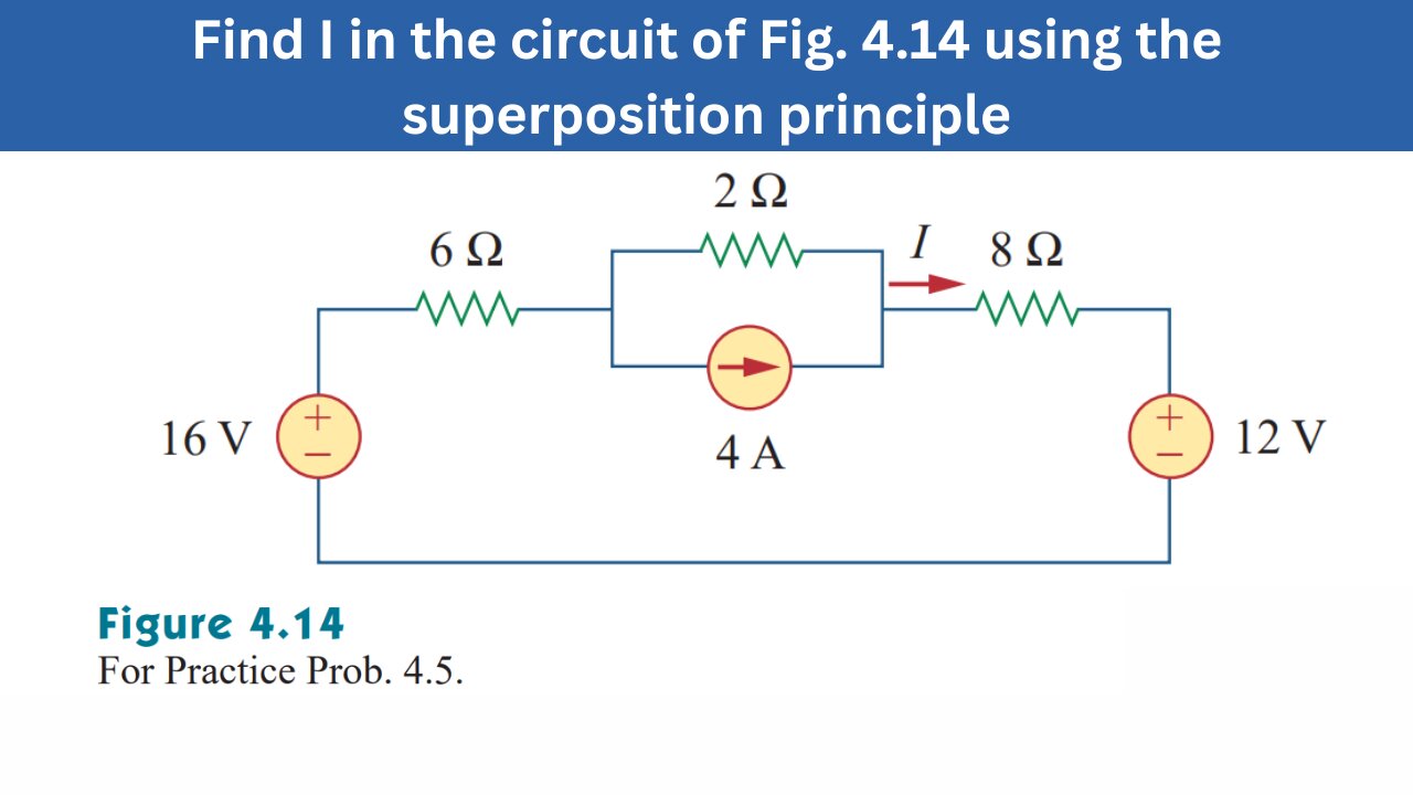 Practice Prob 4.5 | Find I in the circuit using the superposition principle | FEC 4th Edition