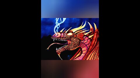 Fantasy dragon gouache painting