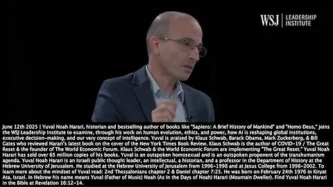 Yuval Noah Harari | "I Have Friends Working On Building Religious AIs That Are Meant to Augment or Replace Human Religious Leaders Especially In Text-Based Religions." - June 12, 2025