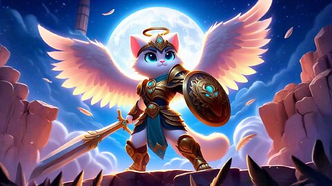 Angel Warrior Cat 😼⚔️ | Epic Fantasy Animated Short for Kids & Fans #shortvideo #aicat #shorts
