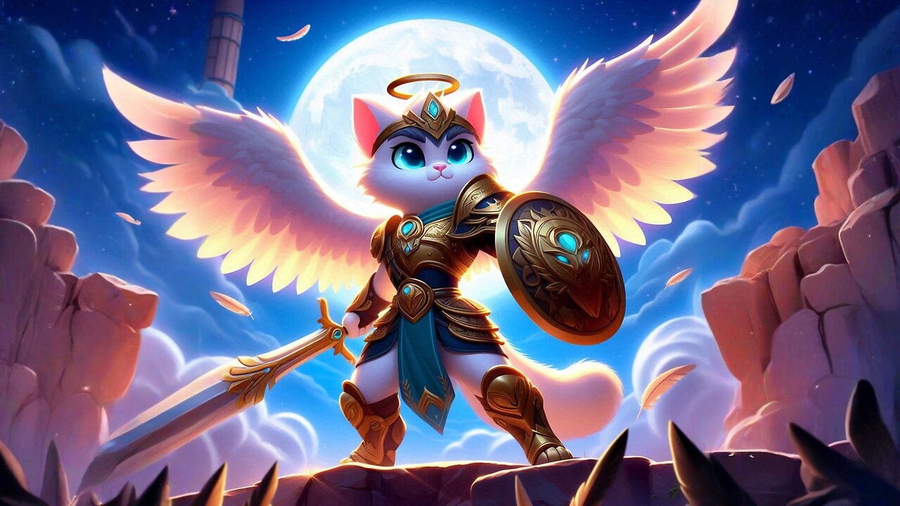 Angel Warrior Cat 😼⚔️ | Epic Fantasy Animated Short for Kids & Fans #shortvideo #aicat #shorts