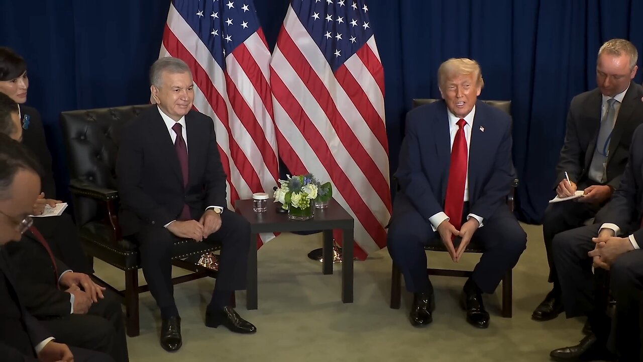 President Trump has a Pull-Aside with the President of Uzbekistan