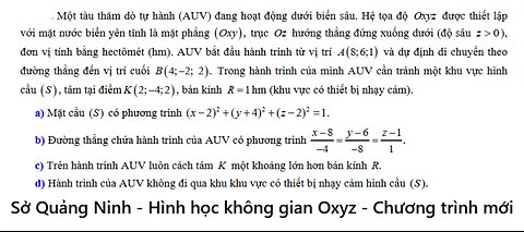 Sở Quảng Ninh: Một tàu thăm dò tự hành (AUV) đang hoạt động dưới biển sâu. Hệ tọa độ được thiết lập