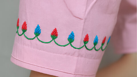 Beautiful Embroidery Design on Shalwar Pouncha | Easy Hand Embroidery 🌸🧵