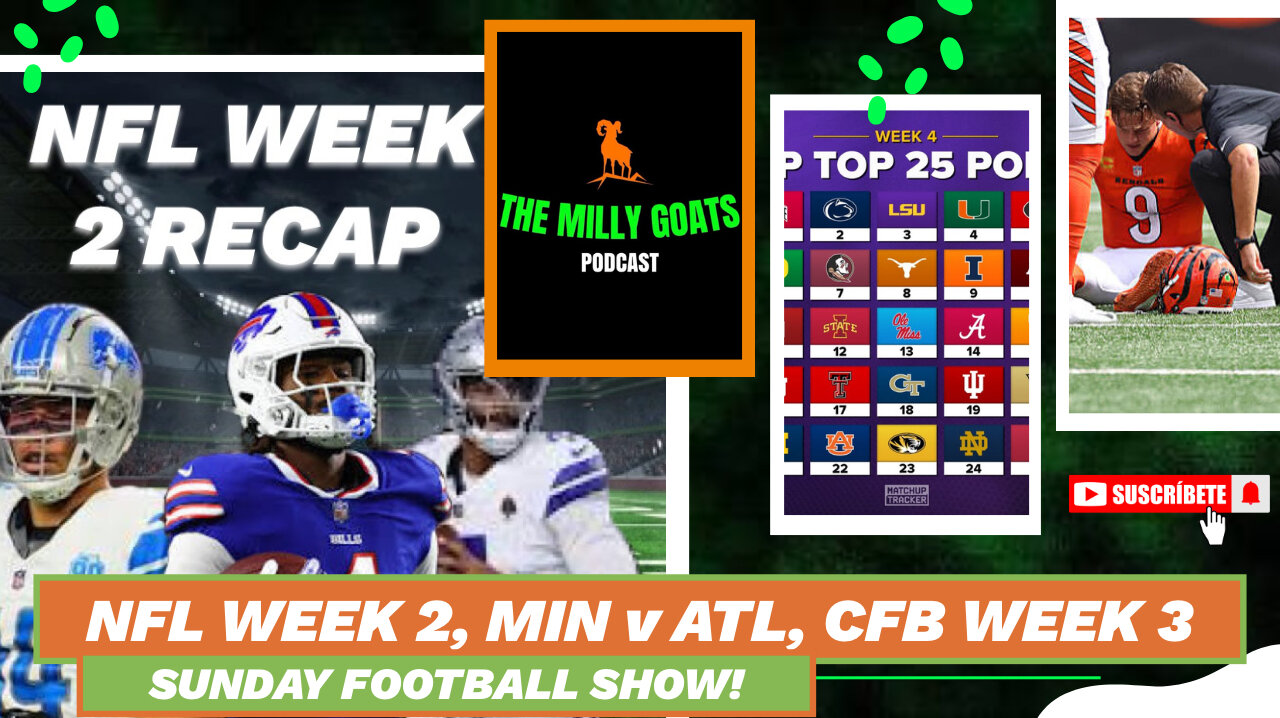 NFL Week 2 Round-up, CFB Week 3 Recap, & Vikings + Falcons LIVE
