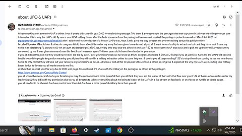 I emailed the pentagon telling them the truth about why UAPs where doing fly overs they cant lie now