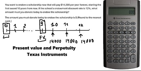 Finance Help with Texas Instruments BAII: You want to endow a scholarship now that will pay $14,000