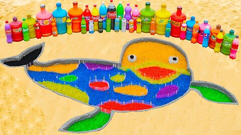 How to make Rainbow Brave Beluga with Orbeez, Big Fanta, Mtn Dew, Coca Cola, Mentos & Popular Sodas