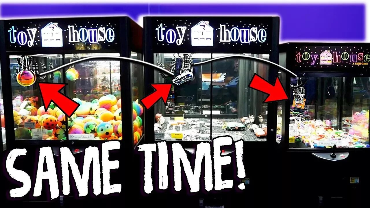 THREE CLAW MACHINE WINS AT THE SAME TIME?!