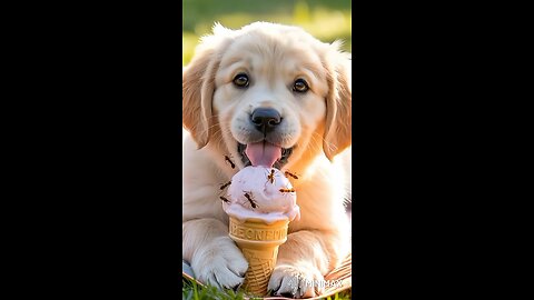 The dog ate ants along with ice cream