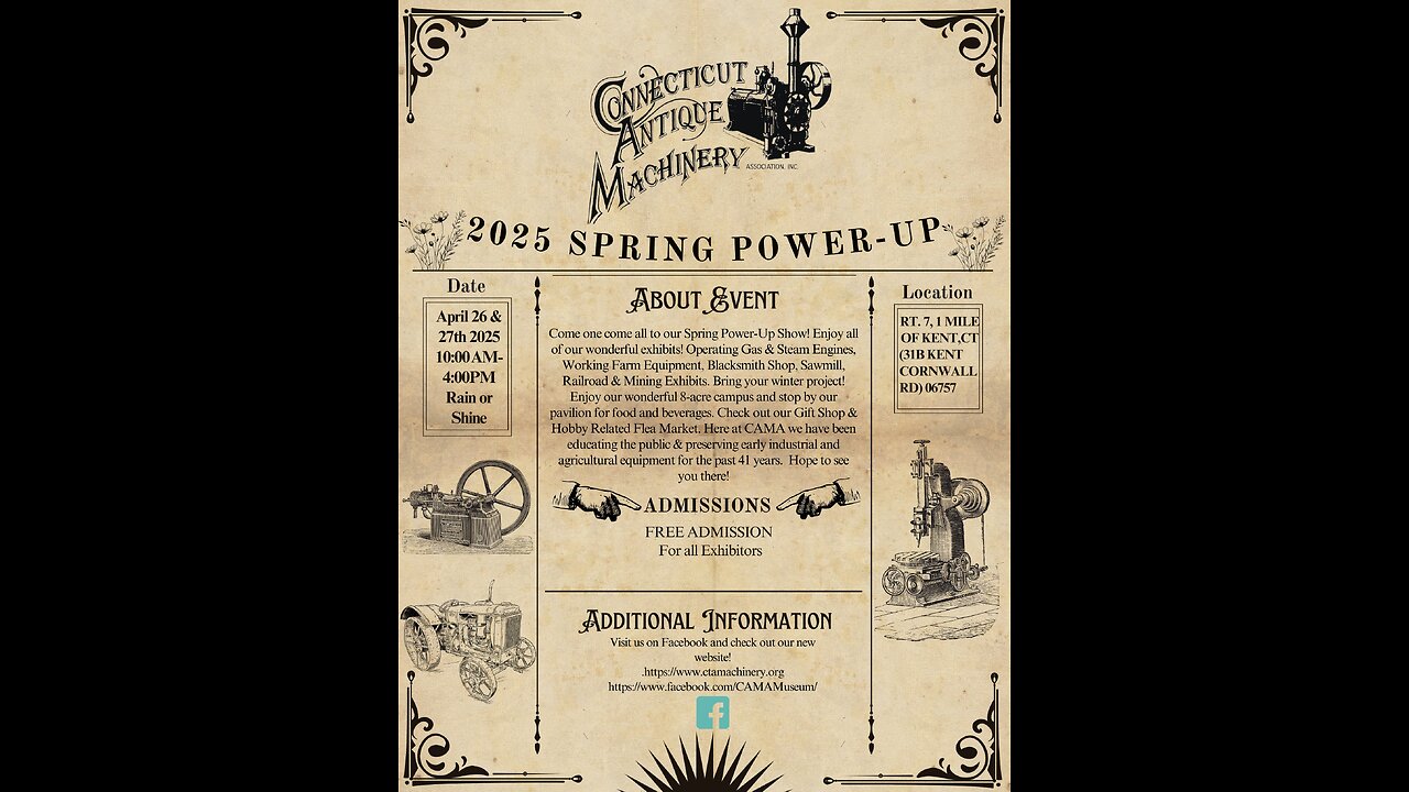 CAMA is ready to open for the season! Come to our Spring Power Up!! Steam Galore!!!!