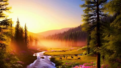 Magical Morning Nature Scene | Peaceful Sunrise in the Wilderness