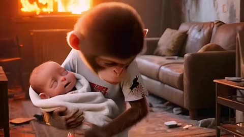 "A Cry in the Fire… and Then Came the Monkey – Shocking Rescue of a Newborn!"