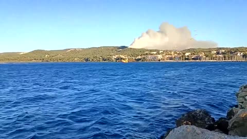 Plumes of smoke rise in southern France as wildfire burns