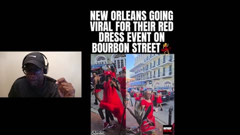 Grown Men Strut Their Stuff Down Bourbon St. In Red Dresses.