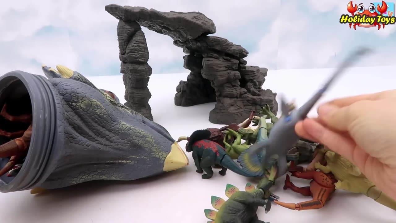 Two Dinosaur Eggs Hatch in the Morning at Sunrise