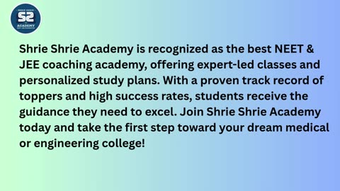 Best NEET & JEE Coaching Academy – Shrie Shrie Academy