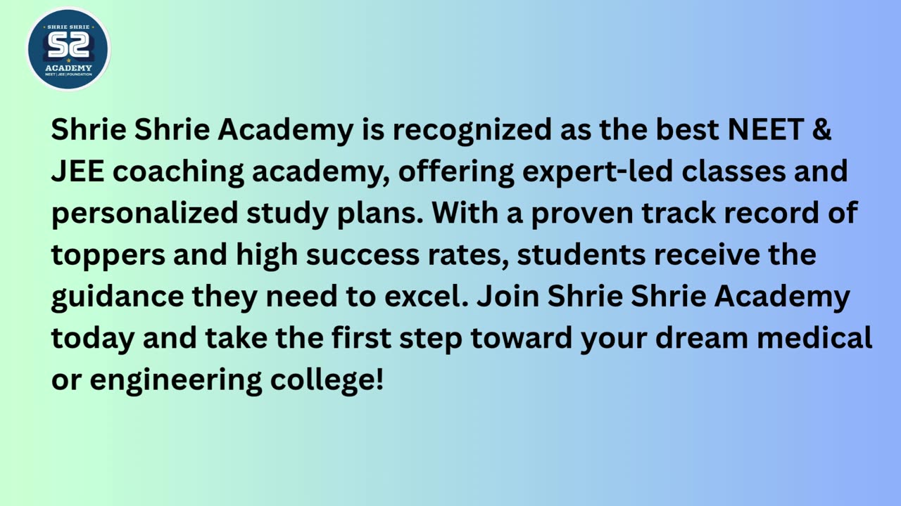 Best NEET & JEE Coaching Academy – Shrie Shrie Academy
