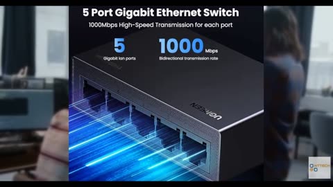 UGREEN Ethernet Switch, 5 Port Gigabit Ethernet Splitter, Plug & Play, Wall Moun
