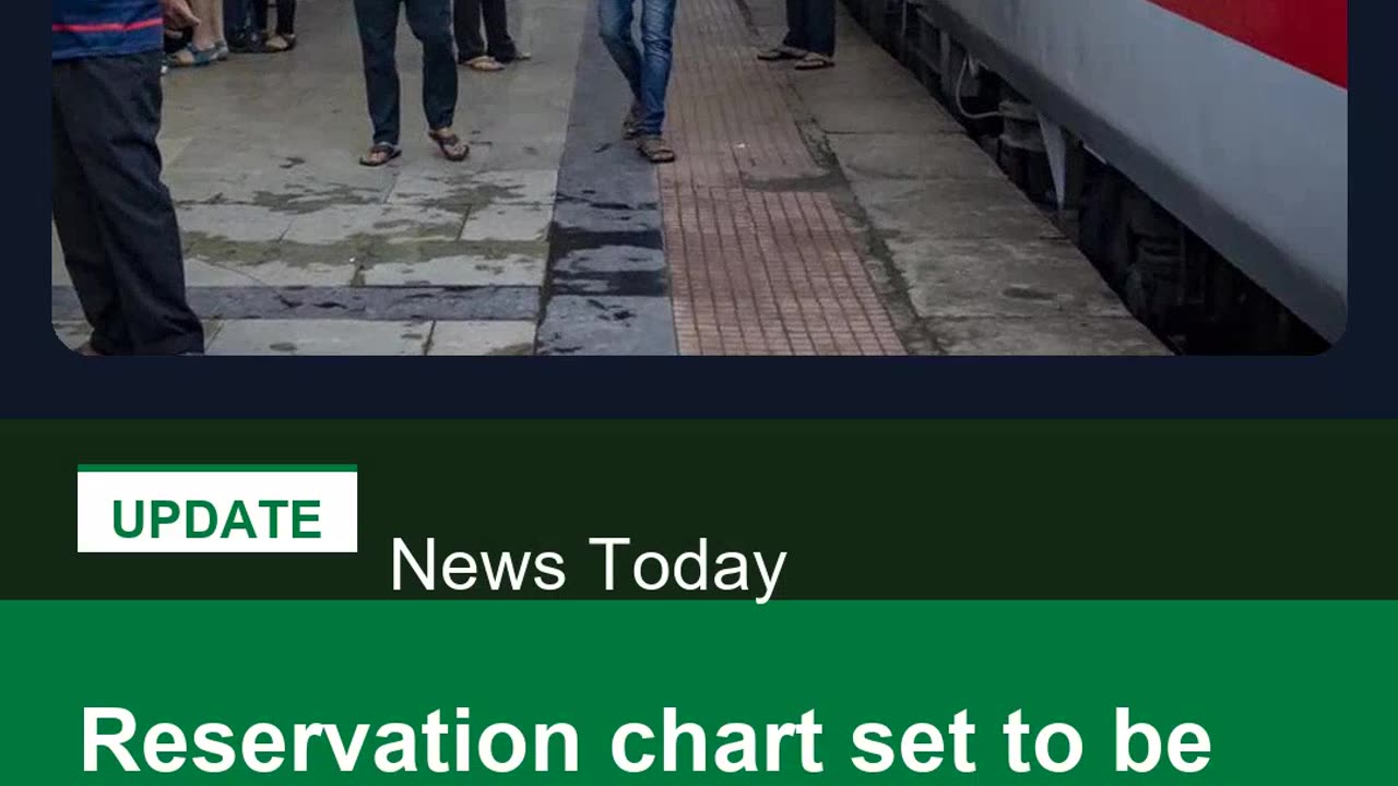 Reservation chart set to be prepared eight hours prior to departure of train