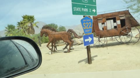 Scrap metal horse and carriage
