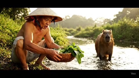 Cappybara beside the driver with the oldest farmer