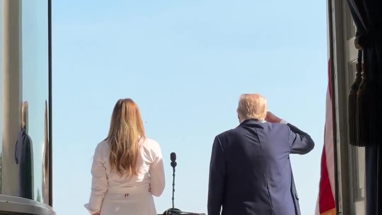 President Donald J. Trump and First Lady Melania Trump watch B2, F35 and F22 planes fly over the White House on July 4!