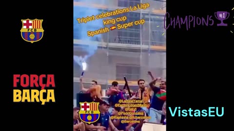FC Barcelona After Winning La Liga and Copa de Rey on Barcelona Streets