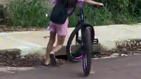 This girl has incredible cycling skills