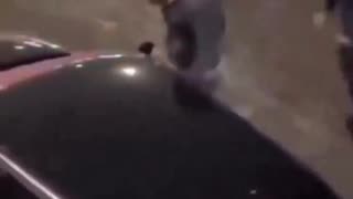 British patriots explain to fake asylum seekers that they must not touch other people's cars.