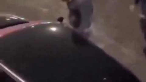 British patriots explain to fake asylum seekers that they must not touch other people's cars.