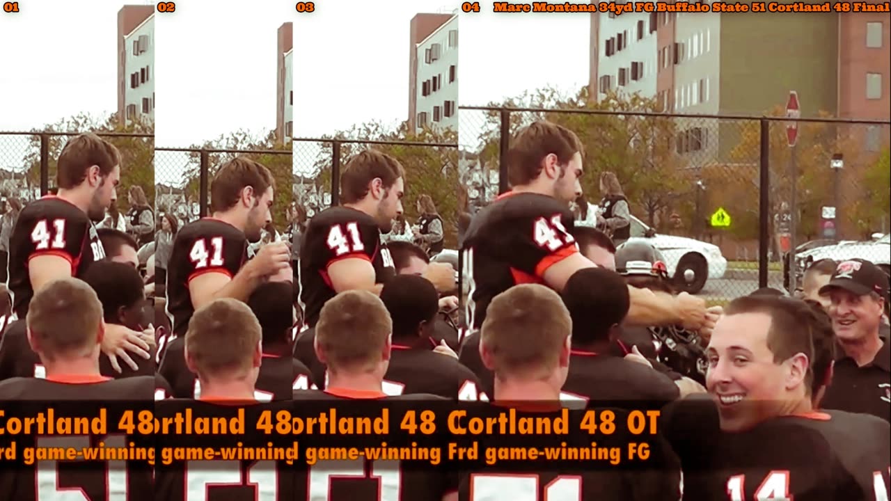 Prototype 406: Buffalo State celebrates beating Cortland 51-48 in OT.