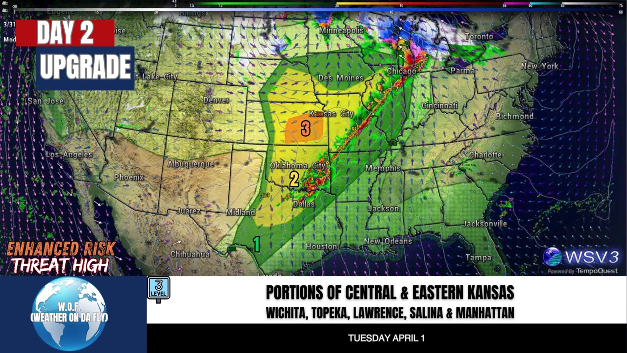 🌪️ Convective Outlook Day 2 Update: Strong Tornadoes Possible in KS! 3/31/25 #shorts #stormupdate