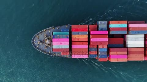 Top view Cargo Container ship the ocean ship carrying container.