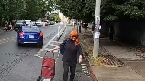 Dashcam Block bike lane cyclist Harbord St Toronto Canada